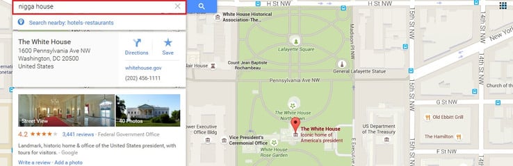 Google Maps после ввода фразы, о которой идёт речь