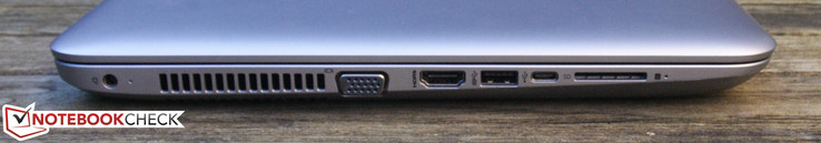 Слева: гнездо зарядного устройства, VGA, HDMI, USB Type-C (Gen.1), SD-кардридер