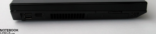 Левая панель: 2 порта USB 2.0, HDMI, считыватель SD-карт, FireWire