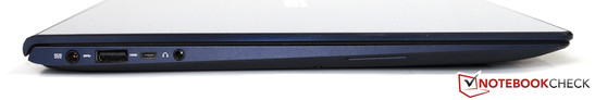 Левая сторона: разъём питания, USB 3.0, micro-HDMI, аудиопорт