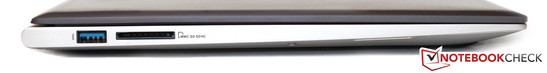 Слева: USB 3.0, SD-картридер