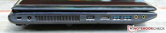Слева: Kensington, разъём питания, USB 2.0, 2x USB 3.0, 2х Аудио