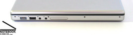 Вид слева: ExpressCard 34мм (опция), audio out (опция) audio in, 2x USB 2.0, разъем питания MagSafe