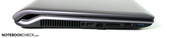 Слева: HDMI, LAN, считыватель карт памяти, USB 2.0, USB 3.0