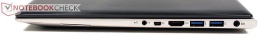 Справа: Аудио, Mini-VGA, HDMI, 2x USB 3.0, разъём питания