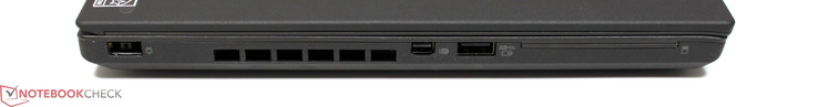 Слева: разъем питания, вентиляционная решетка, DisplayPort, USB 3.0, SmartCard