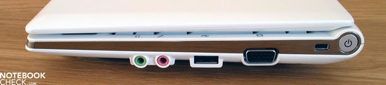 Правая сторона: аудио, USB 2.0, VGA порт,замок Кенсингтона