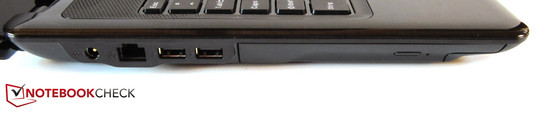Слева: Разъем для подключения питания, RJ45, Gigabit LAN, 2 х USB 2.0, BluRay-привод