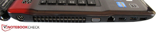 Слева: Разъем для подключения питания, VGA, RJ-45, HDMI, USB 3.0, USB 2.0