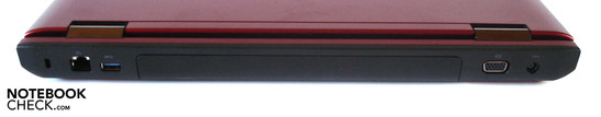Rear: Kensington lock, RJ45 gigabit LAN, USB 3.0, VGA, DC-in