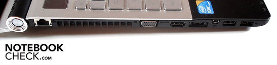 Слева: Gigabit LAN, VGA, HDMI, eSATA/USB 2.0, Firewire, 2x USB 2.0