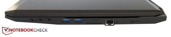 Справа: 3x аудио, 2x USB 3.0, картридер, Ethernet, слот замка Kensington