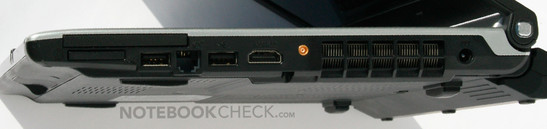 Правая панель: 54mm, картридер (SD/SDHC/MMC/MS (Pro)), USB, модем, USB, HDMI, Unused DVB-T антенна, разъем питания
