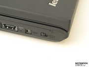 Слева спереди: переключатель беспроводных интерфейсов, FireWire, USB/eSATA