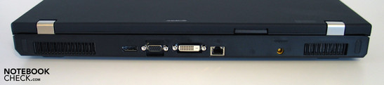 Задняя панель: Порт монитора, VGA, DVI, LAN, разъем питания
