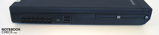 Левая панель: PC Card, ExpressCard, 2x USB, Firewire