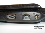 VGA, RJ45 Gigabit-LAN и разъем питания с правой стороны