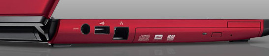 Левая сторона: электропитание, USB-2.0, RJ45 (LAN), опция LW, ExpressCard/34