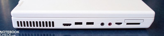 Левая сторона: HDMI, 2x USB 2.0, Аудио (S/PDIF), ExpressCard, SD Cardreader