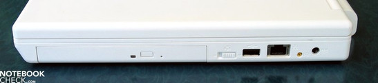 Правая сторона: DVD (Blu-Ray) дисковод, USB 2.0, LAN, антенна, источник питания