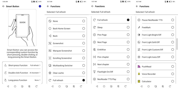 Опции умных кнопок.