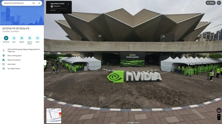 Координаты в сообщениях Nvidia и Windows указывают на место проведения презентации Nvidia на Google Maps