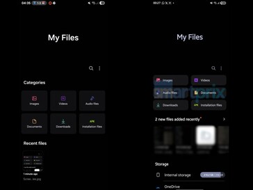 Слева: Приложение "Мои файлы" на One UI 7. Справа: Приложение "Мои файлы" на One UI 8 (отредактировано). (Источник изображения: Smartprix)