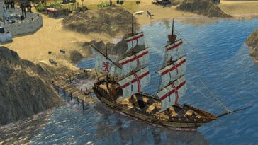 Изображение, на котором изображён корабль из игры «Stronghold Crusader 2».