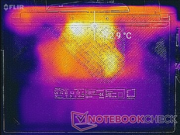 Нагрев под нагрузкой, днище ноутбука