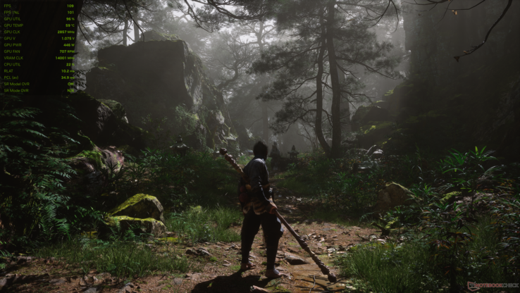 Черный миф: ультрапроизводительность Wukong DLSS 4. (Источник изображения: Notebookcheck)