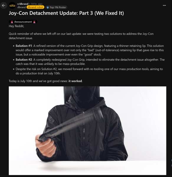 Обновление дизайна корпуса Dbrand Killswitch Switch 2 (Источник изображения: скриншот, сабреддит Dbrand)