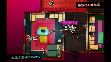 На снимке: скриншот игрового процесса из игры «Hotline Miami».