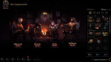 Изображение, показывающее четырех героев в Darkest Dungeon II.