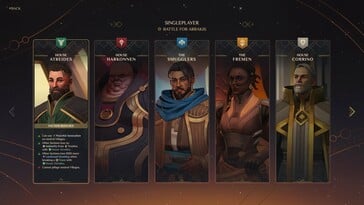 Изображение, показывающее фракции в Dune: Spice Wars.