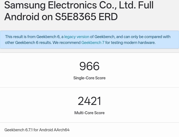 Результаты теста Geekbench для процессора Exynos 1610 на ERD