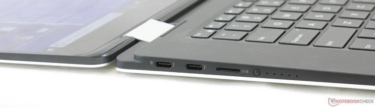 Левая сторона: 2x USB Type-C с Thunderbolt 3, слот для MicroSD, индикатор заряда батареи