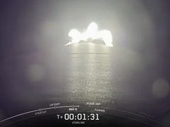 Вид с камеры, установленной на первой ступени ракеты SpaceX Falcon 9 (Источник изображения: SpaceX)