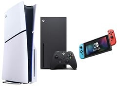 Слева направо: PS5 Slim, Xbox Series X, Nintendo Switch. (Источник изображения: Amazon, отредактировано)