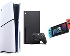 Слева направо: PS5 Slim, Xbox Series X, Nintendo Switch. (Источник изображения: Amazon, отредактировано)