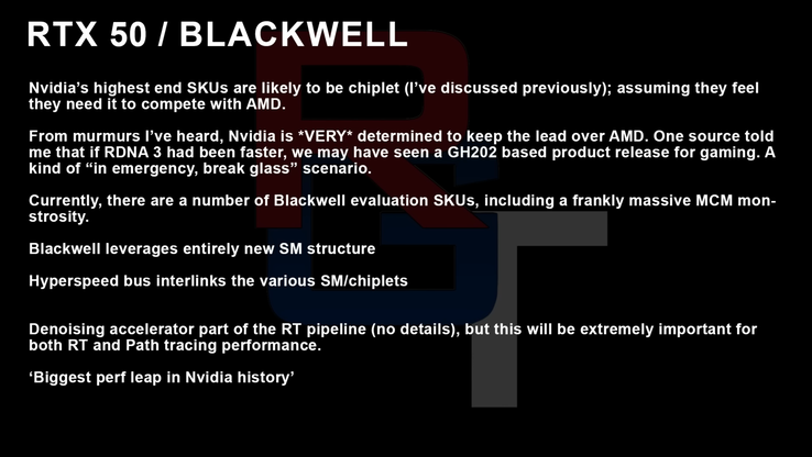 Ранняя информация о Nvidia Blackwell RTX 50 (Изображение: RedGamingTech на YouTube)