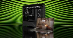 Компания Nvidia наконец-то показала графический процессор RTX 5050 для настольных компьютеров. Рекламное изображение, демонстрирующее ноутбук и башенный ПК (источник изображения: Nvidia)