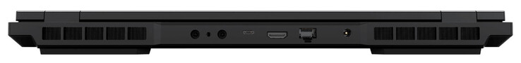 Задняя часть: 2 разъема для водяного охлаждения, Thunderbolt 4/USB 4 (USB-C; Power Delivery, Displayport, G-Sync), HDMI, Gigabit Ethernet (2,5 Гбит/с), коннектор питания
