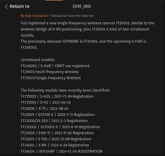 Утечка нормативных листингов Fujifilm X E5
