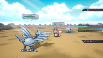 На изображении: скриншот игрового процесса из игры «Pokémon Gamma Emerald».