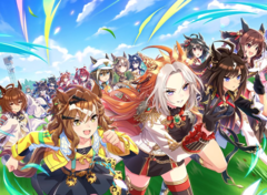 Umamusume: Pretty Derby в Steam появилась полная англоязычная поддержка: интерфейс, озвучка и субтитры. На картинке - стилизованный скриншот из игры. (Источник изображения: Cygames, Inc.)