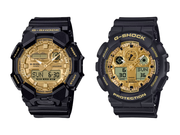Часы Casio G-Shock GA-010GGB-1A9 (слева) и GA-100GGB-1A9 (справа). (Источник изображения: Casio)