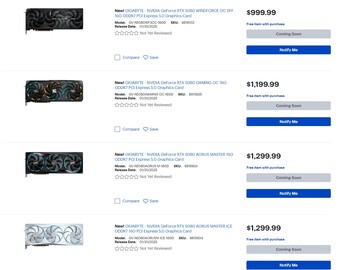 Gigabyte RTX 5080 Best Buy SKUs #1 (Источник изображения: Best Buy)