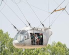 The aircraft body model hanging 35 feet in the air (Image source: NASA and Mark Knopp; cropped)