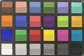 ColorChecker. Исходные цвета представлены в нижней половине каждого блока - главная камера
