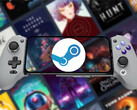 GameHub v5.2 уже доступен для загрузки. На снимке: телефон Android, на котором запущен Steam. (Источник изображения: Steam и GameSir - отредактировано)